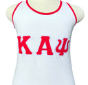 Exclusive Kappa Alpha Psi Tank Top . This is the perfect short-sleeved shirt to wear while showing off your Kappa Alpha Psi fraternity lettering. A comfortable 100% cotton tee with a twill Greek letters embroidery across the chest give you the perfect fit. This shirt is also a perfect gift for your favorite Kappa Man.