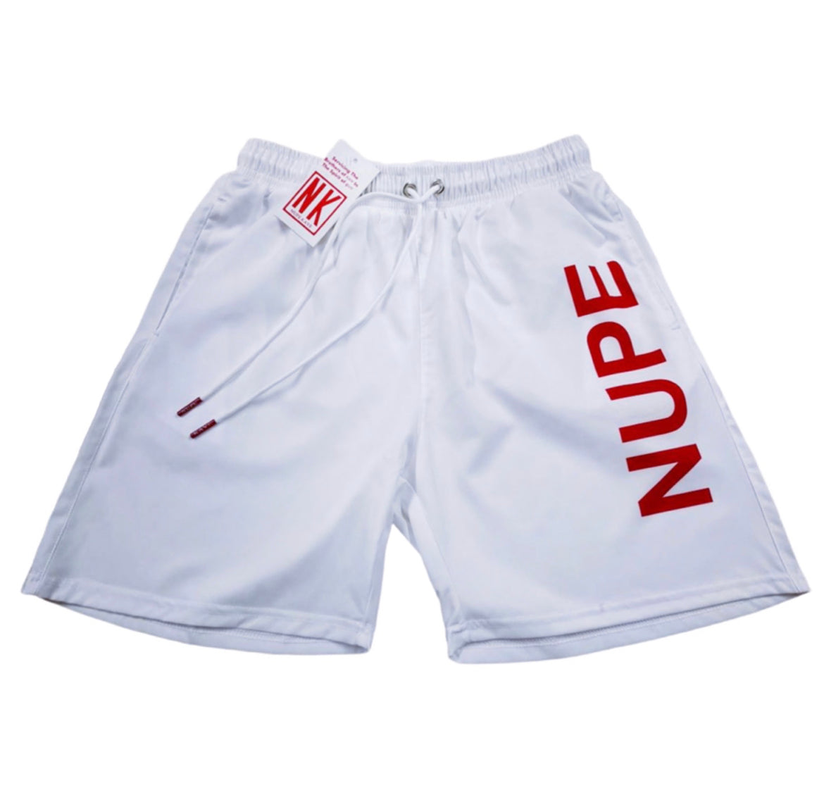 “NUPE” White Shorts