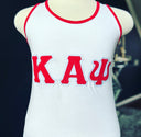 Exclusive Kappa Alpha Psi Tank Top . This is the perfect short-sleeved shirt to wear while showing off your Kappa Alpha Psi fraternity lettering. A comfortable 100% cotton tee with a twill Greek letters embroidery across the chest give you the perfect fit. This shirt is also a perfect gift for your favorite Kappa Man.