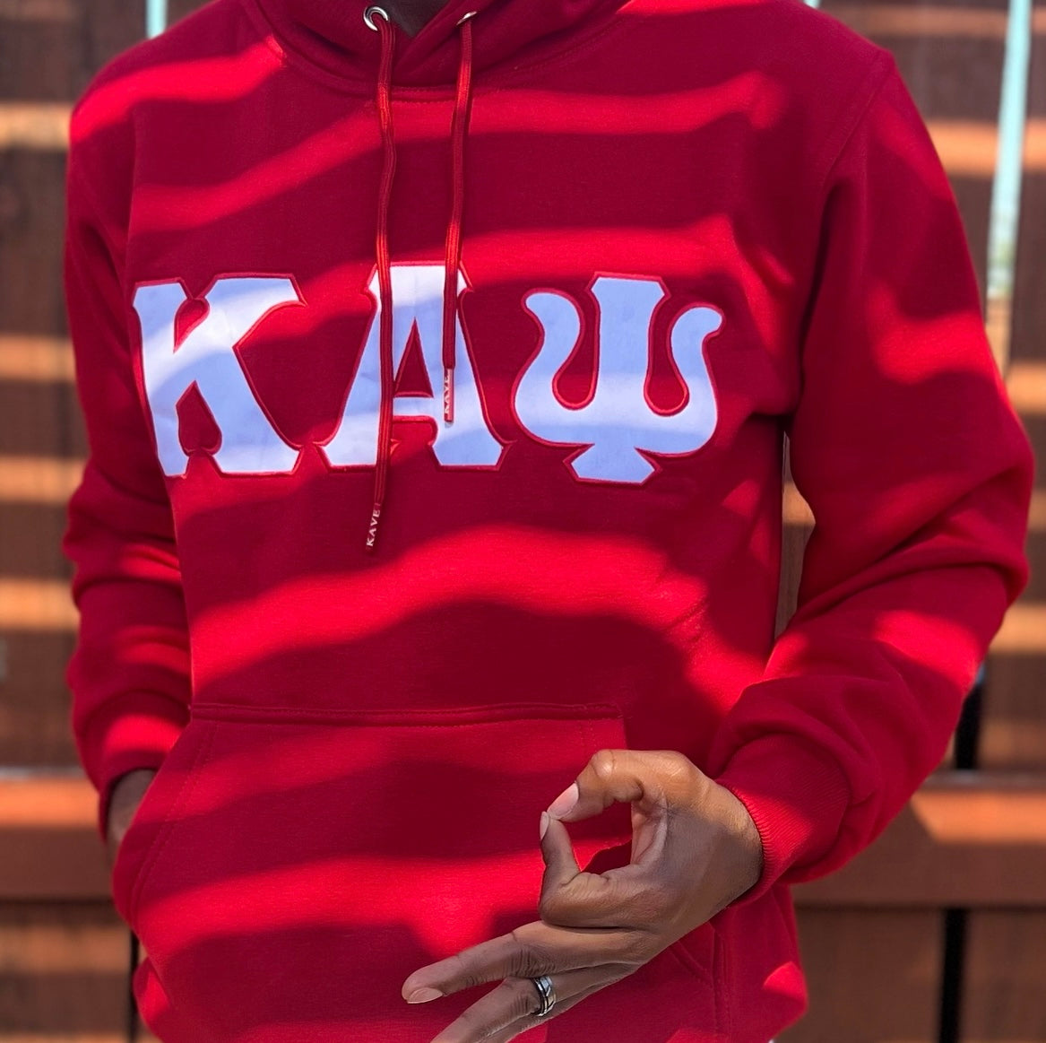 Show your love for Kappa Alpha Psi with this stylish red and white hoodie. Made by the Nupe KAve brand, Kappa, this hoodie is perfect for men who want to stay comfortable while still looking their best. The hoodie features beautiful embroidery that displays the fraternity's iconic letters, making it a great choice for any member.