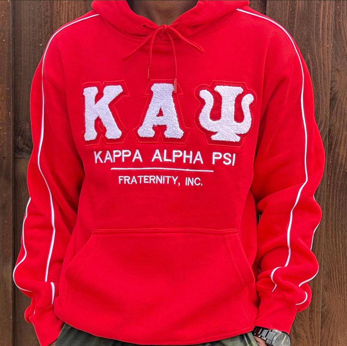 Kappa Alpha Psi Exklusive Chenille Embroidery Hoodie Red Wht