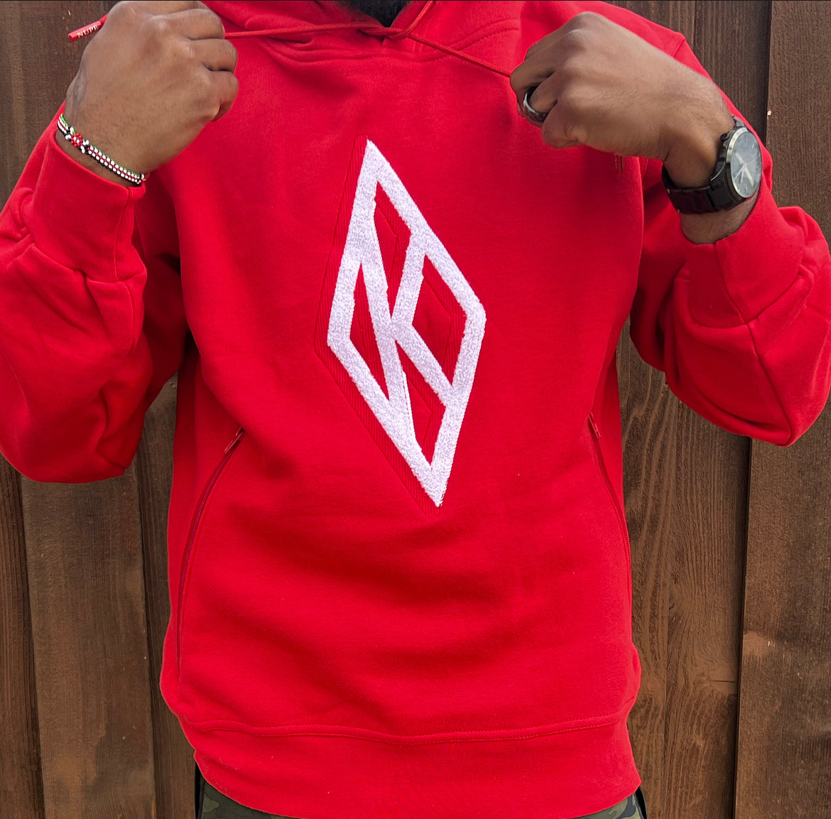 Nupe Kave Exklusive Kappa Alpha Psi Chenille Embroidery Hoodie - Red / White