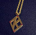 ΚΑΨ Floating K Red Rubies Gold Necklace