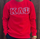Exclusive Kappa Alpha Psi Double Stitched Appliqué Embroidery Lettered Red Sweater. This is the perfect long-sleeved Sweater to wear while showing off your Kappa Alpha Psi fraternity lettering. A comfortable 100% cotton tee with a twill Greek letters embroidery across the chest give you the perfect fit. This sweater is also a perfect gift for your favorite Kappa Man.
