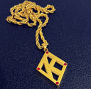 ΚΑΨ Floating K Red Rubies Gold Necklace