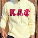 Exclusive Kappa Alpha Psi Double Stitched Appliqué Embroidery Lettered Hoodie. This is the perfect long-sleeved hoodie to wear while showing off your Kappa Alpha Psi fraternity lettering. A comfortable 100% cotton tee with a twill Greek letters embroidery across the chest give you the perfect fit. This hoodie is also a perfect gift or your favorite Kappa Man.