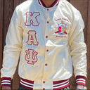Check out our Kappa Alpha Psi satin jacket selection for the very best in unique design. This Kappa Alpha Psi Baseball Satin Jacket shows the fraternity Shield embroidered on left chest and Greek letters on right to create style and unique comfort in wear. Quality beyond imagination.