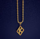 ΚΑΨ Floating K Red Rubies Gold Necklace