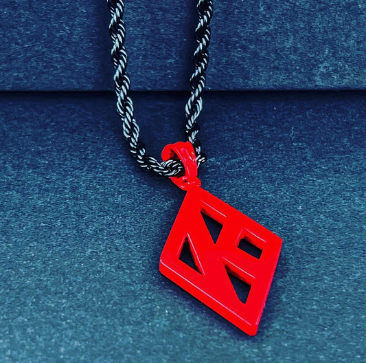Kappa Alpha pendant made of stainless steel and is ion-plated 24K gold black coated with red paint. This pendant is solid with a flat back. 22-inch necklace. Pendant size is 1.25 inches in height, 1 inch wide and weighs approximately 2oz.