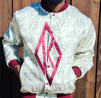 Check out our Nupe Kave Exclusive Kappa Alpha Psi satin jacket selection for the very best in unique design. This Kappa Alpha Psi Baseball Satin Jacket shows the fraternity Shield embroidered on left chest and Greek letters on right to create style and unique comfort in wear. Quality beyond imagination.
