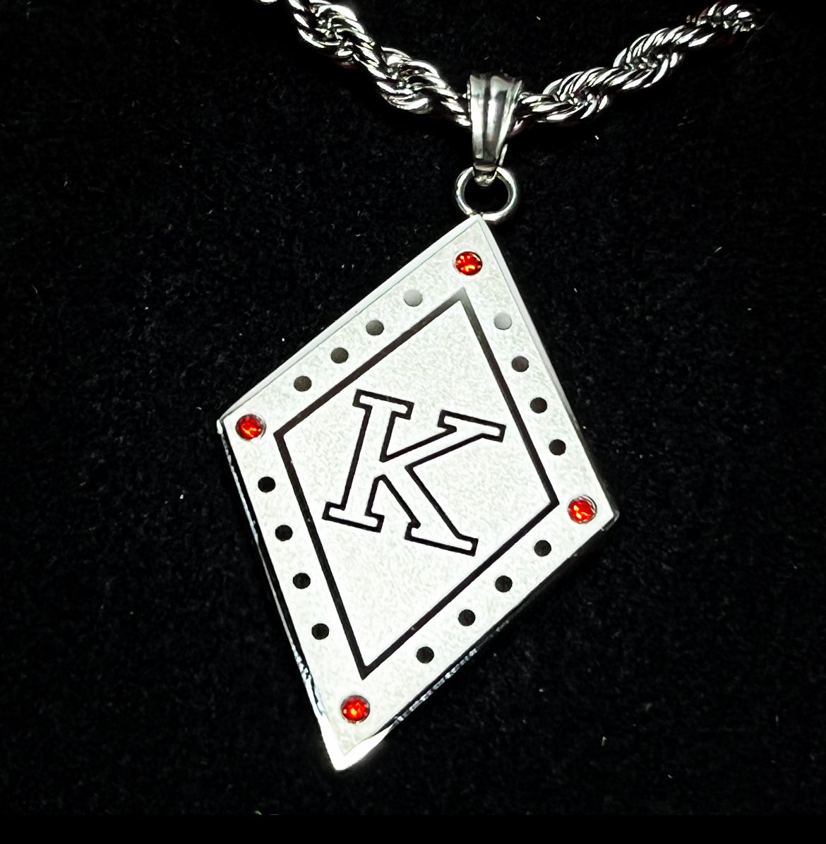 Kappa Alpha Psi Red Rubies Necklace/ Pendants-Silver