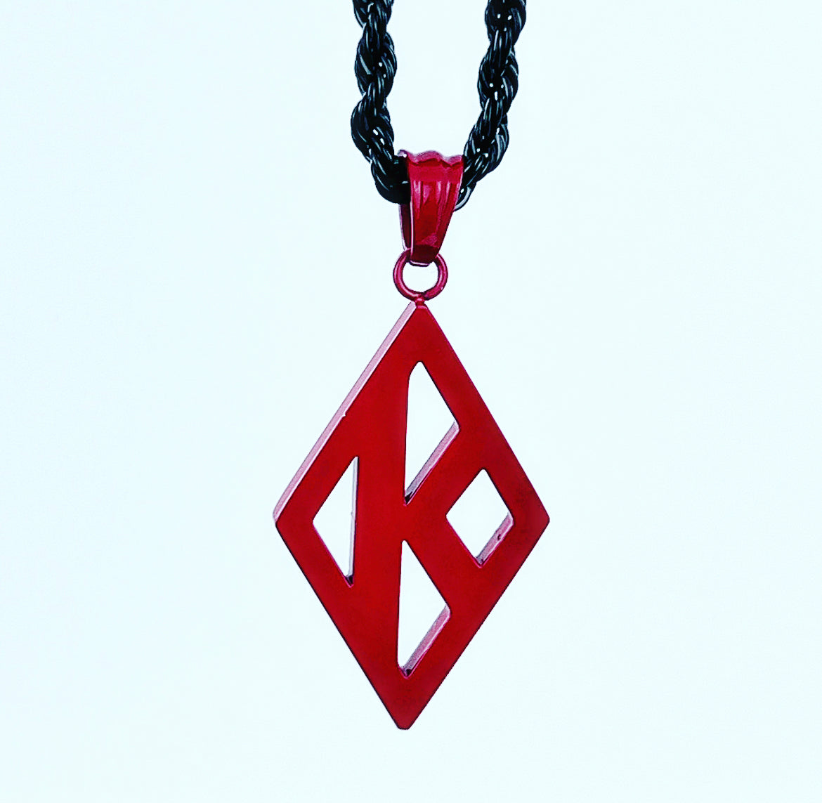 Kappa Alpha pendant made of stainless steel and is ion-plated 24K gold black coated with red paint. This pendant is solid with a flat back. 22-inch necklace. Pendant size is 1.25 inches in height, 1 inch wide and weighs approximately 2oz.