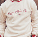 Exclusive Kappa Alpha Psi Well Stitched Appliqué Embroidery Lettered Sweater. This is the perfect long-sleeved Sweater to wear while showing off your Kappa Alpha Psi fraternity lettering. A comfortable 100% cotton tee with a twill Greek letters embroidery across the chest give you the perfect fit. This sweater is also a perfect gift for your favorite Kappa Man.