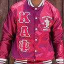 Check out our Kappa Alpha Psi satin jacket selection for the very best in unique design. This Kappa Alpha Psi Baseball Satin Jacket shows the fraternity Shield embroidered on left chest and Greek letters on right to create style and unique comfort in wear. Quality beyond imagination.